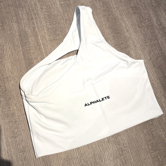 Alphalete Asymmetrical Sports Bra White - Picture 2 of 7